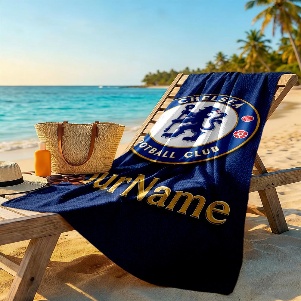 Chelsea Customize Your Name Beach Towel Super Soft & Absorbent Ideal for Travel Outdoor Swim Pool Yoga Surf Camping Hiking Gym Gift Holiday
