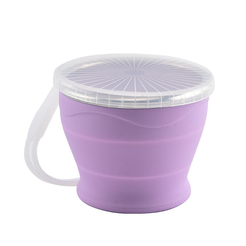 Portable Silicone Folding Water Cup Outdoor Heat Resistant Telescopic Collapsible Foldable Mug With Lid For Travel Camping