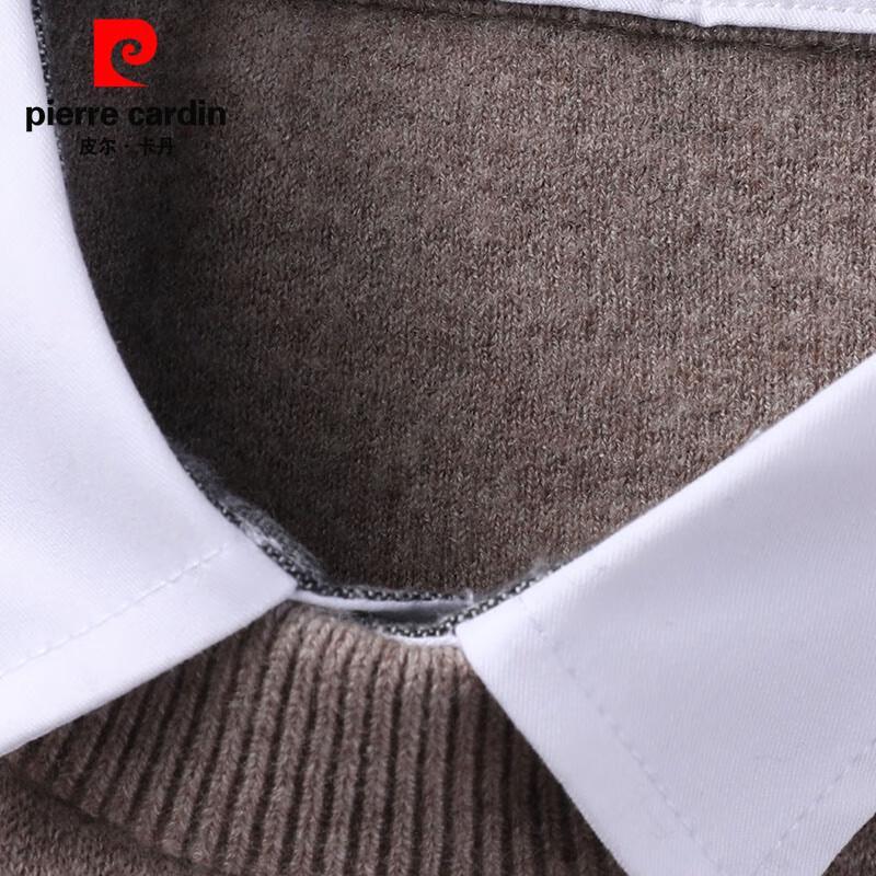 Pierre Cardin Men's 100% Pure Wool Faux Two-Piece Sweater