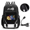 Anime JOJO Jonathan Joestar Golden Experience Backpack School Bookbag with USB Port Laptop Compartment for Boys Girls Travel Bag
