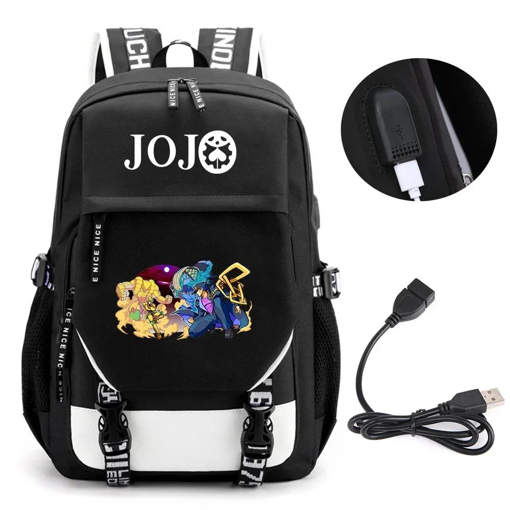 Anime JOJO Jonathan Joestar Golden Experience Backpack School Bookbag with USB Port Laptop Compartment for Boys Girls Travel Bag