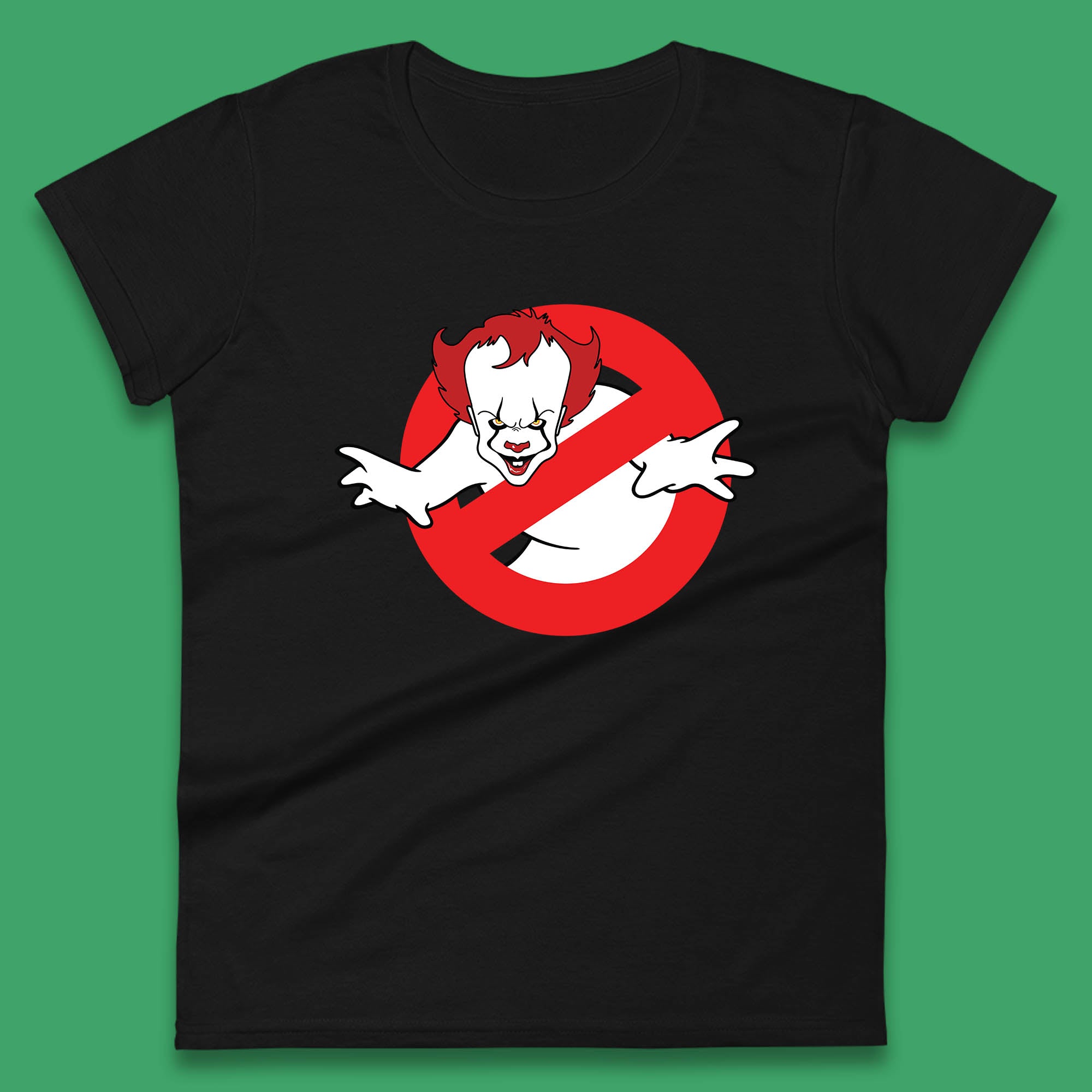 The Real Ghostbusters No Ghost Halloween IT Pennywise Clown Movie Mashup Parody Womens Tee T Shirt Mens Tops Unisex Top XL