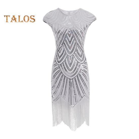 

Женское платье с пайетками, винтажное вечернее платье для выпускного вечера без рукавов с круглым вырезом и застежкой-молнией сзади с бахромой по краю, облегающее женское платье 3XL белый