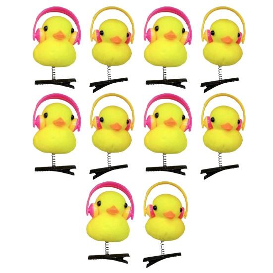 

5/10/20/50 шт., мультяшная маленькая желтая утка, плюшевая весенняя заколка для волос для девочек, носящая наушники, декор в виде утки, заколка для волос, аксессуары для волос 10pcs