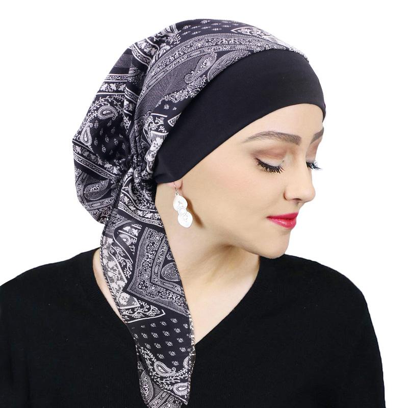 Foulard pre-cravatta stampato da donna Turbante femminile elastico Cappello da chemioterapia per la perdita dei capelli Copricapo Copricapo Bandana elasticizzata