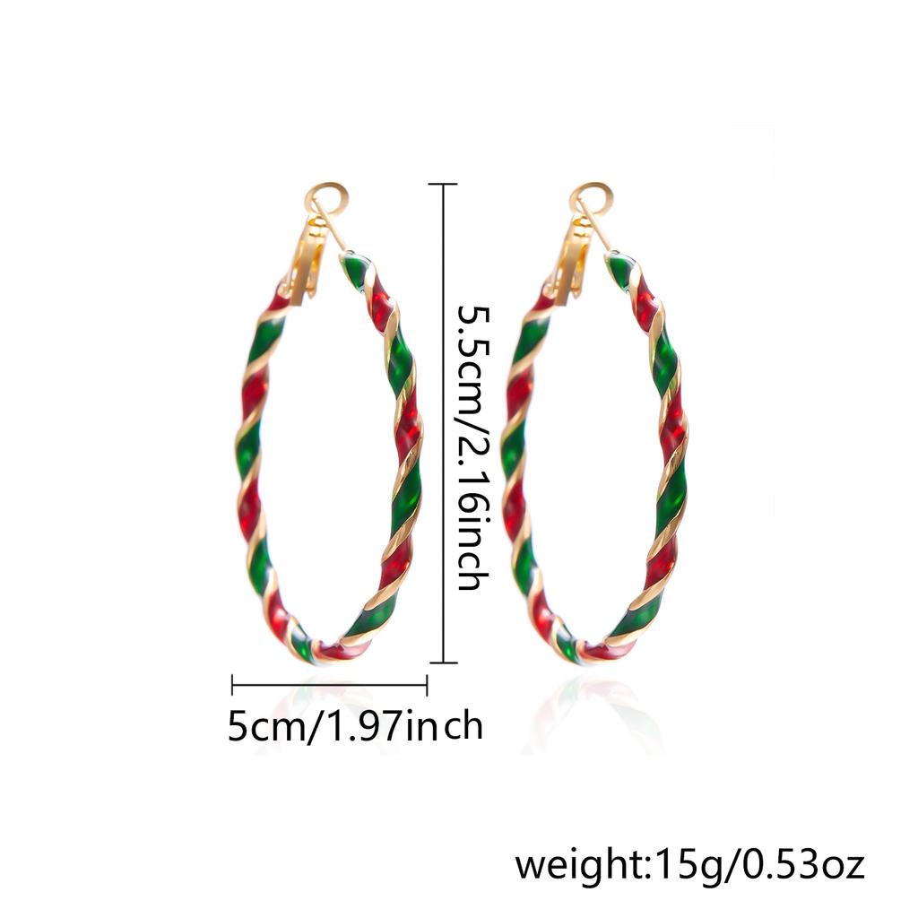 Christmas Colorful Hoop Earrings for Women Minimalist Red Green Twist Round Circle Earring Girls New Year Festival Jewelry Gifts