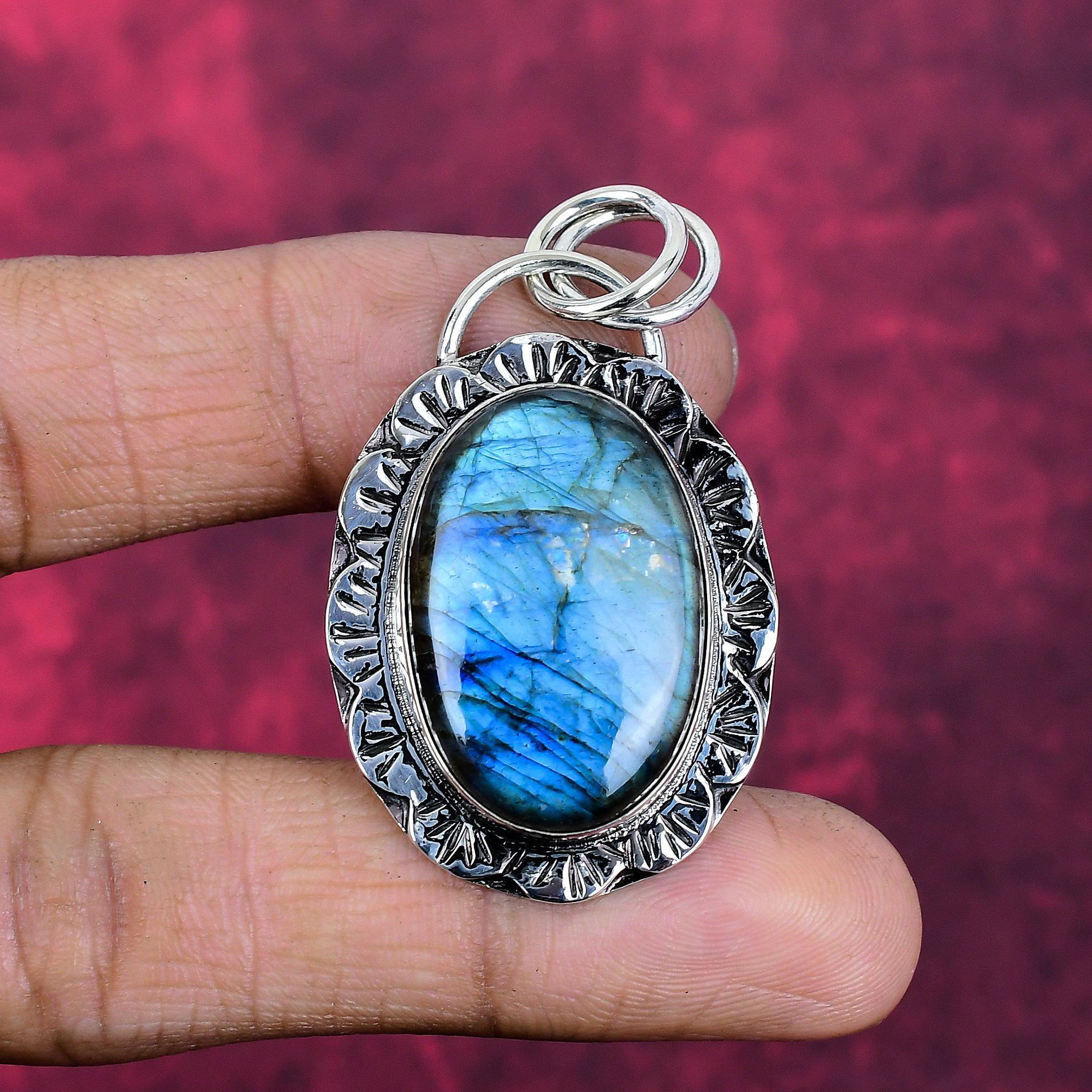 

Кулон из лабрадорита, ювелирное изделие из серебра 925 пробы. Подарок для женщин, подвеска ручной работы, ювелирные изделия из драгоценных камней 2.16 Inches