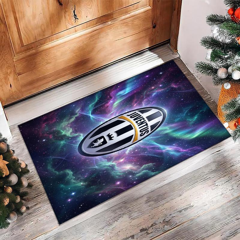 Juventus FC bedruckter Flanell-Teppich rutschfest weicher Polyester-Bodenbelag Indoor-Dekormatte für Schlafzimmer Wohnzimmer Sofa