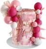 32 Stück Rosa Weiß Heißrosa Kugelförmige Kuchenstecker Topper Cupcake Einstecker Topper für Geburtstagsfeier Hochzeitsdekoration