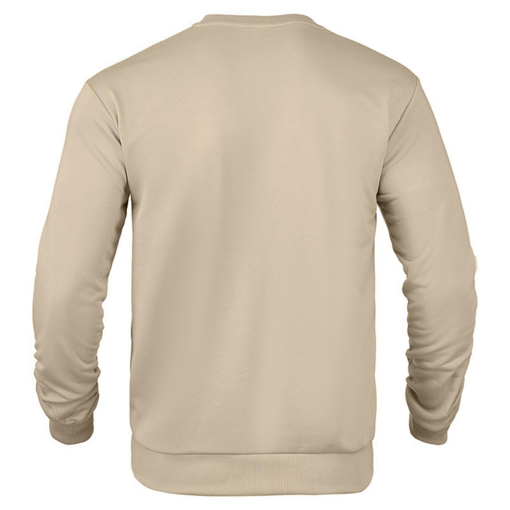 Men's Casual Solid-color Round-neck Sweatshirt With Corduroy And Striped Long-sleeved Sweatshirt