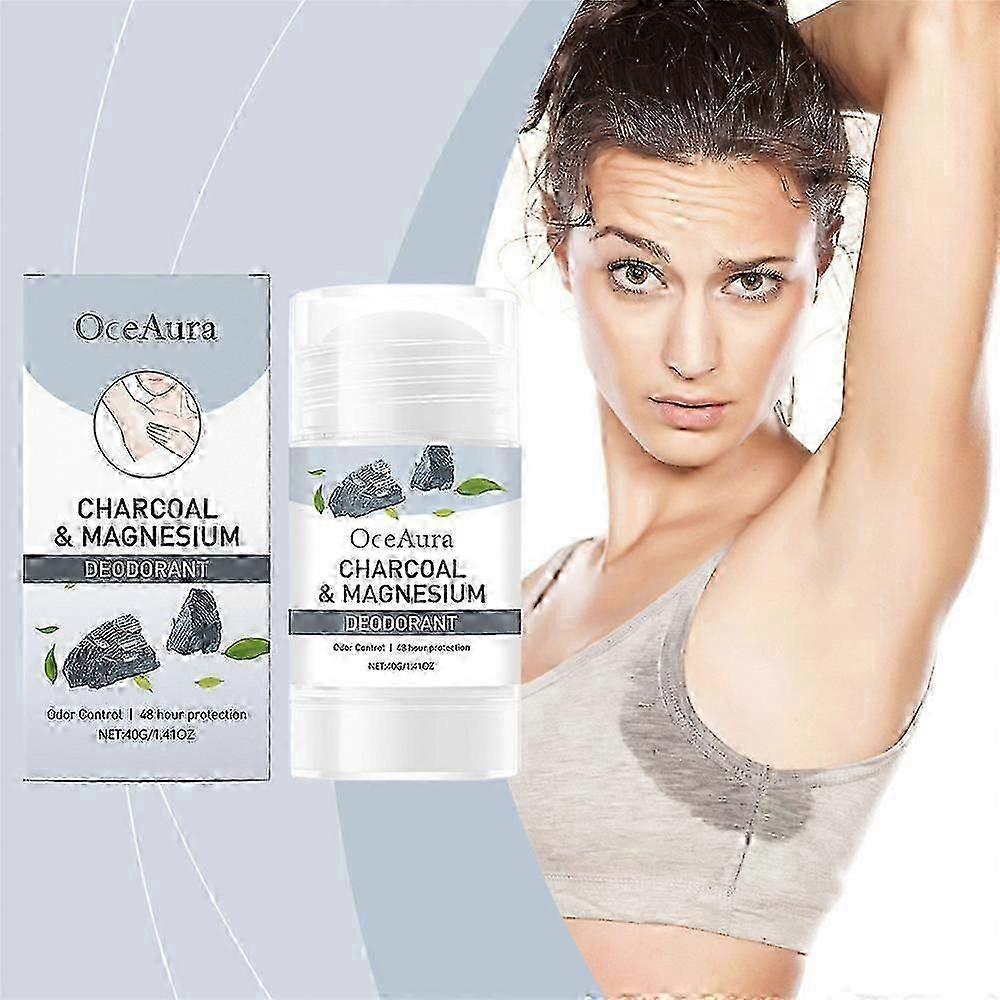 Holzkohle & Magnesium Deodorant - 48H Geruchskontrolle & Schweißmanagement, Natürlicher Achselschutz 40g