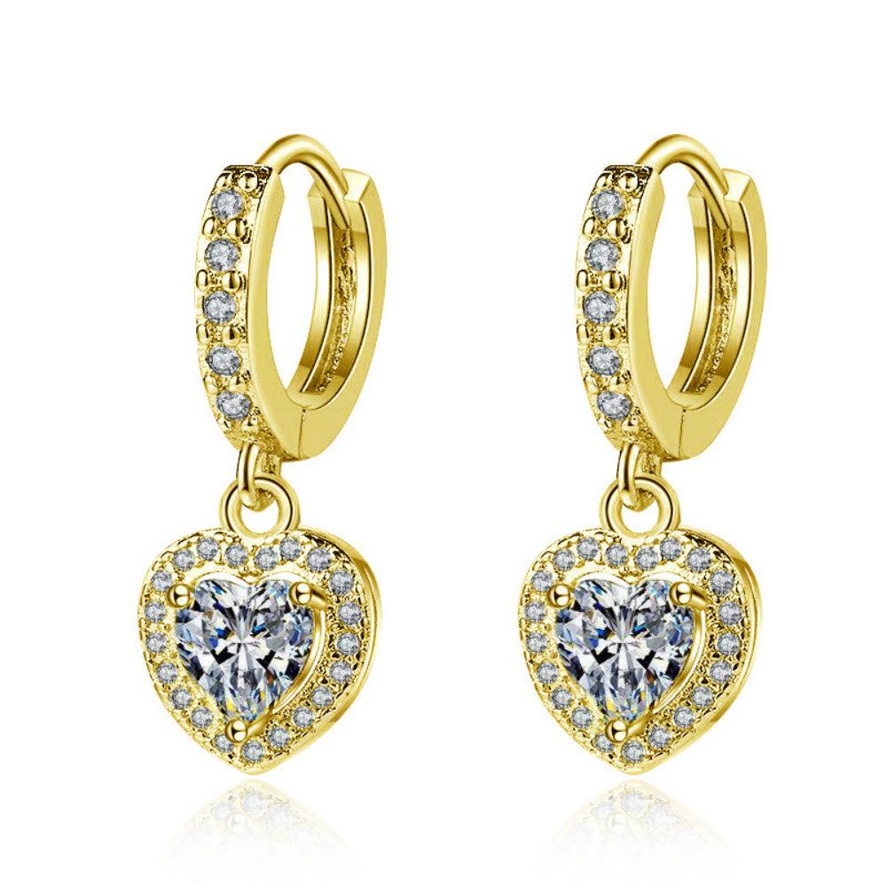925 Sterling Silver Earrings AAAAA Zircon Heart Shaped Pendant Earrings for Women Elegant Birthday Wedding Party Jewelry Gift