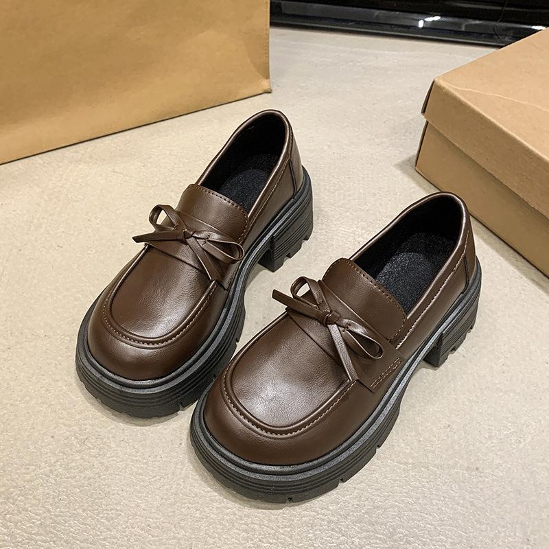 With Skirt Cute White Platform Small Leather Shoes Women's 2024 New Summer and Autumn Heightening Retro British Style Loafers