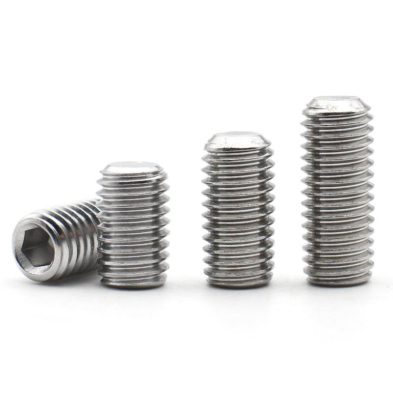 10pcs 304 Stainless Steel DIN916 Hex Socket Set Screw Cup Point M2 M3 M4 M5 M6 M8 M10 M12-M16 Headless Hexagon Socket Grub Screw 70mm