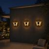 Solar Wall Light, Metal Butterfly Solar Light, Butterfly Pattern Projection Lamp, Outdoor Waterproof Fence Light for Yard Patio Garden Backyard Post