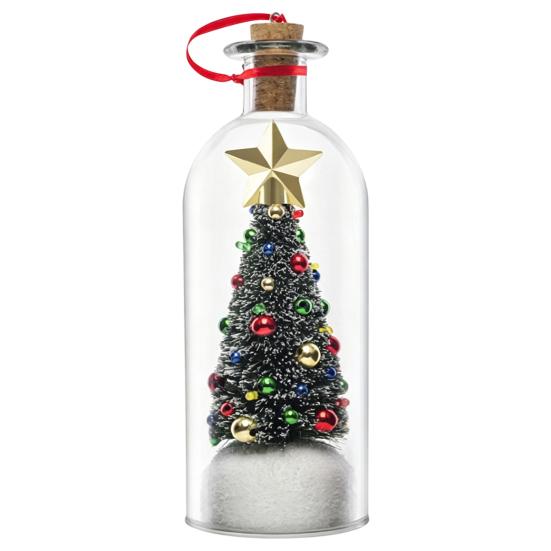 Decorative Glass Ornaments Recordable Message Christmas Bottle Ornament, Voice Recording Keepsake, Mini Snowy Memory Gifts Tree In Bottle, Winter