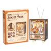 Tsukurundesu® 3D Wooden Puzzle Amusement Park Series (Sunset Park) with Japanese Instructions, Music Box, Retro TV