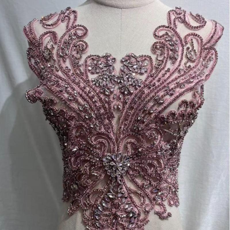 19 Barev Ručně Šité Korálky s Krystaly Krajka Našívací Nášivky s Kamínky na Korzet Šaty Dekorace pro Svatbu