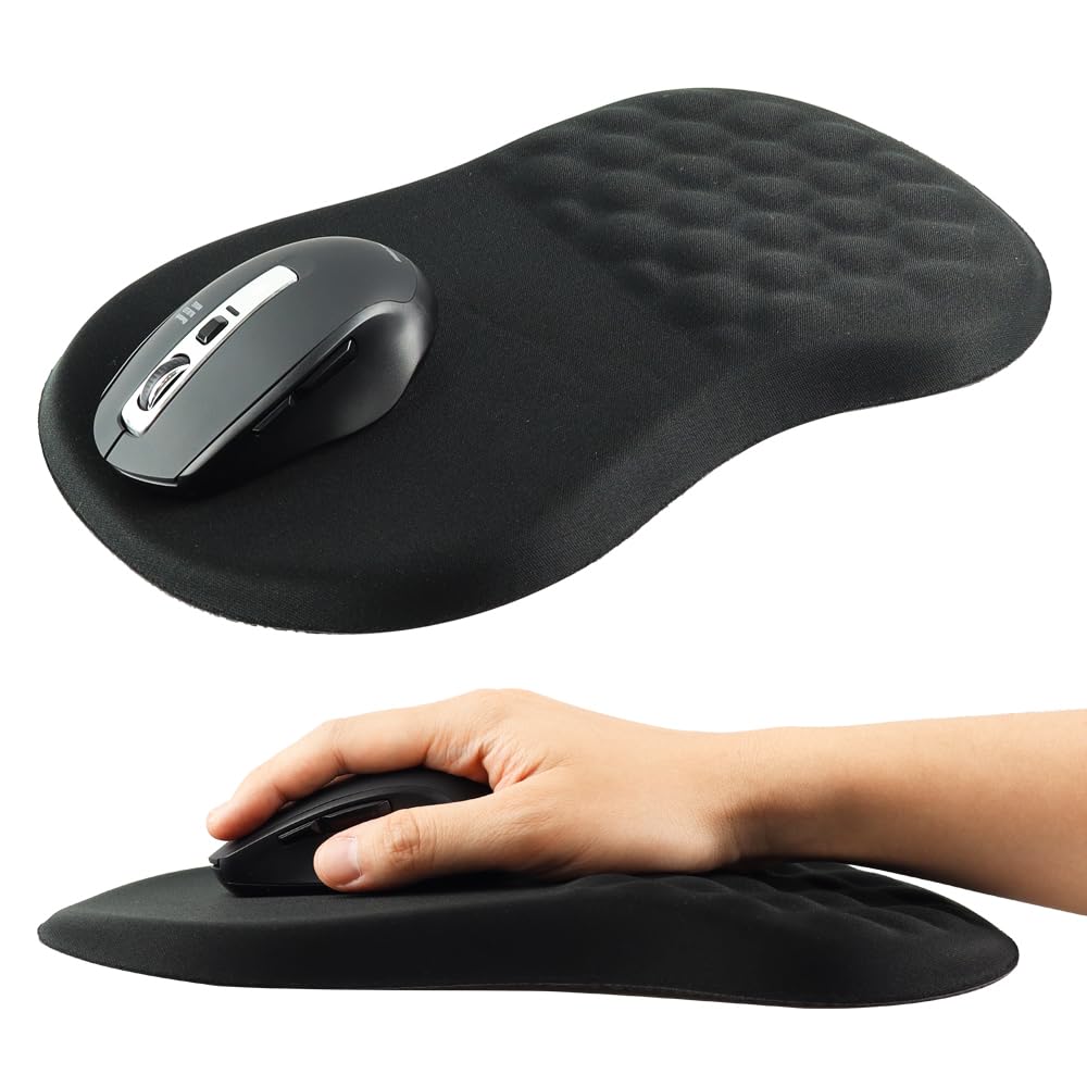 

Подставка для запястья коврик для мыши со встроенной подставкой для запястья из пены с эффектом памяти, напряжение, нескользящий, (черный) чёрный