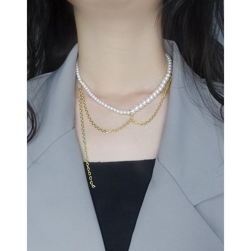 Korean INS Luxury Design Pearl Necklace: Versatile Sterling Silver S925 DIY Clavicle Chain for Women