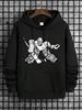 Hockey Player Graphic Print Long Sleeve Hooded Sweatshirt Drawstring Hoodie Casual Comfortable Versatile Top for Autumn And Winter
