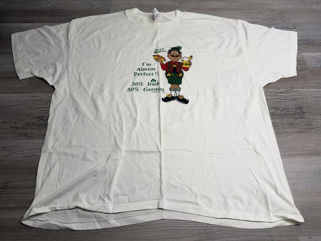 Vintage St Patricks Day Funny Irish German Lederhosen T-Shirt 80s Single Stitch