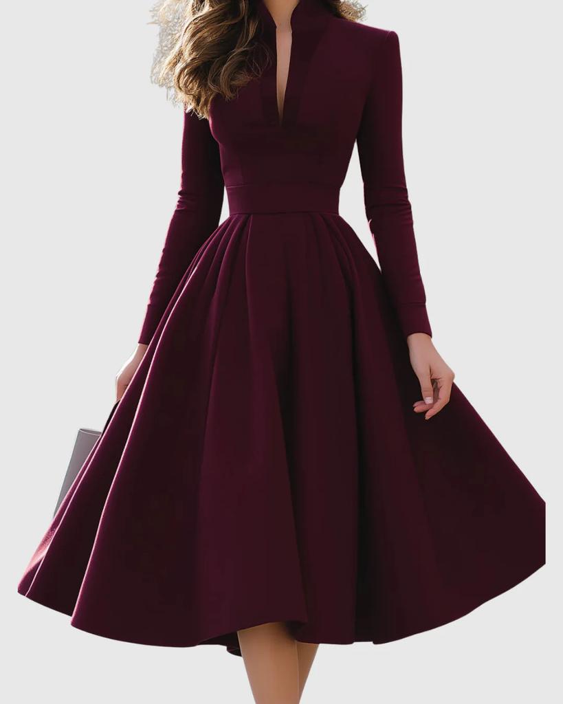 European and American women's clothing 2026 spring and summer fashion temperament V-neck lace-up waist satin long-sleeved dress