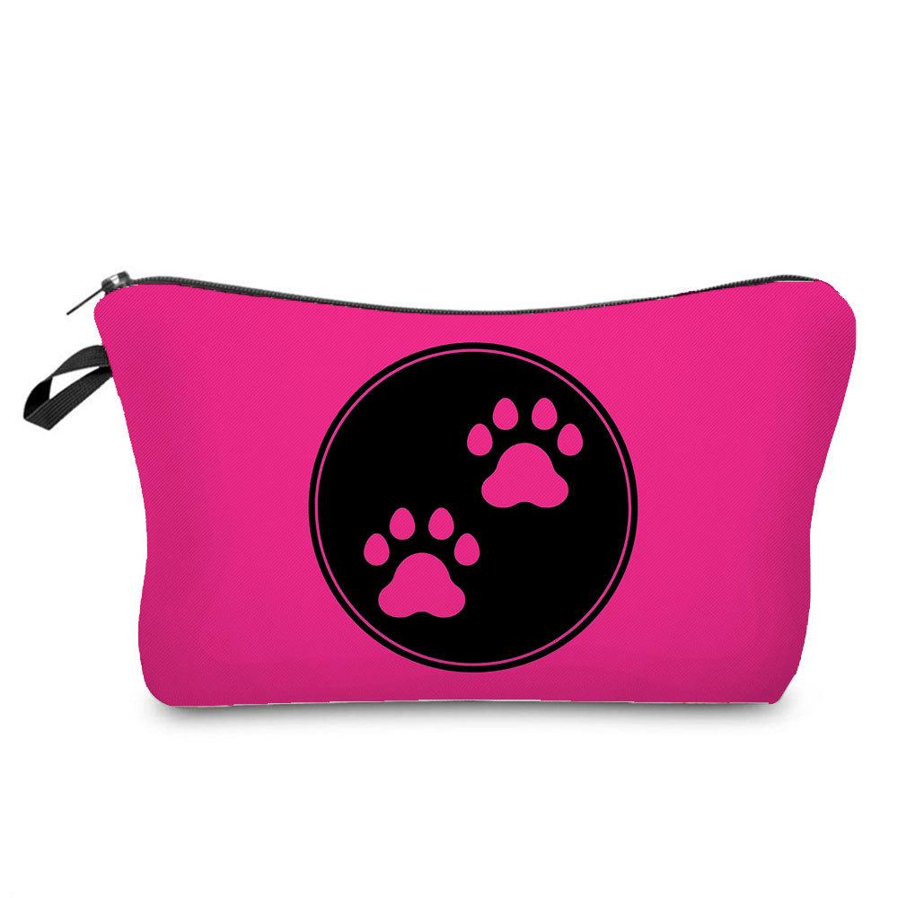 Women Dog Paw Print Cosmetic Bag Toiletries Organize Travel Storage Case 6874
