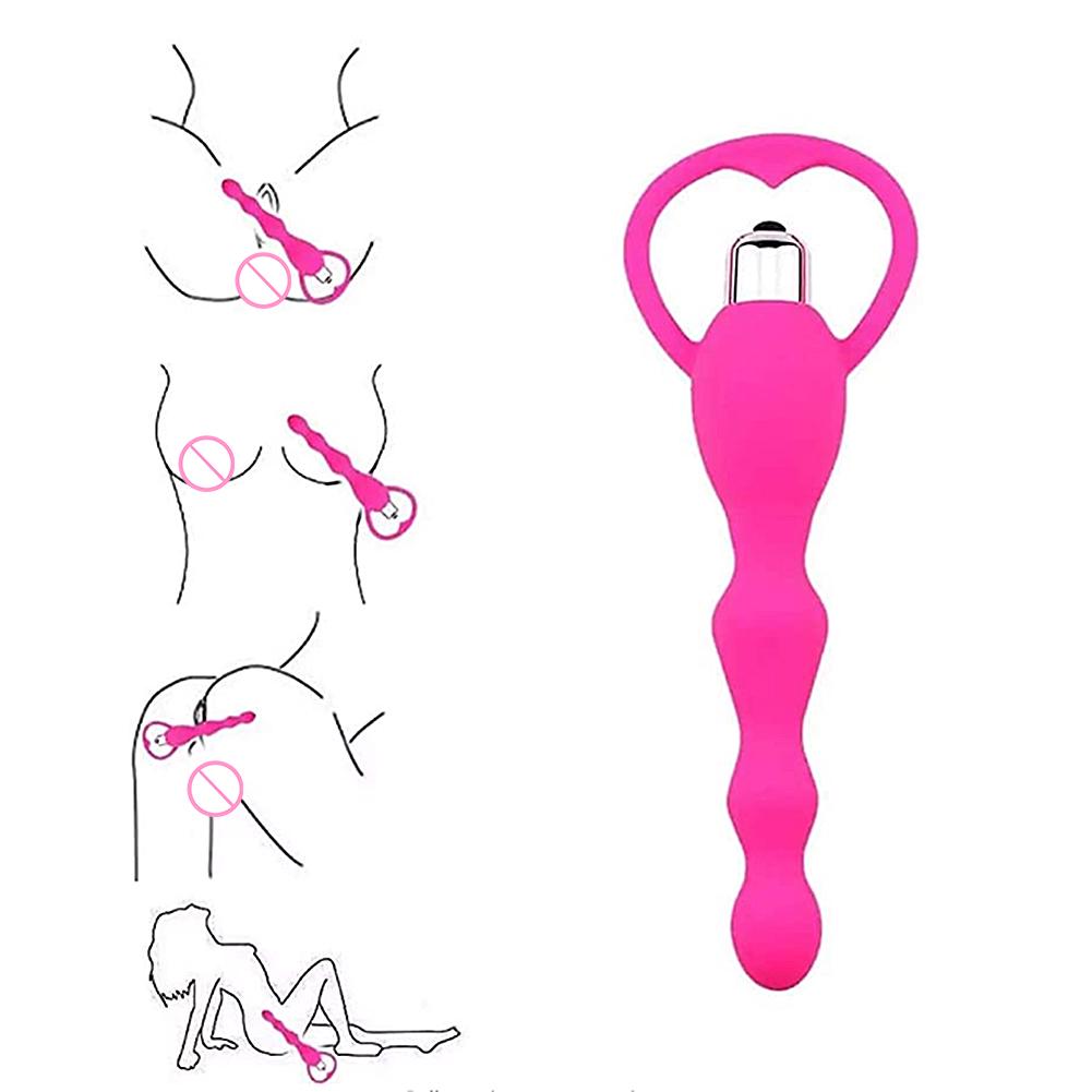 Puntos Women Silicone Long Pull Beads Vibrator Anal Plug Massage Masturbation Product