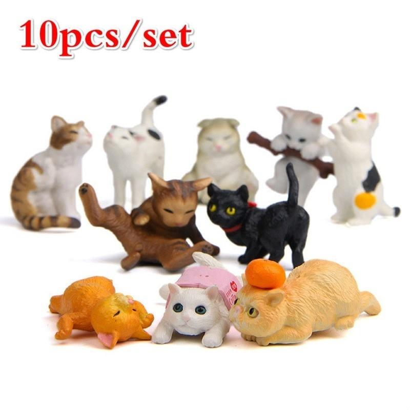 10 stk Katt Fargerik Kreativ Landskapsdukke Miniatyrhage Miniatyrer Figur Hjemmedekor