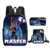 Roblox Retro Cartoon Backpack Set - Trendy 3-Piece Schoolbag for Kids