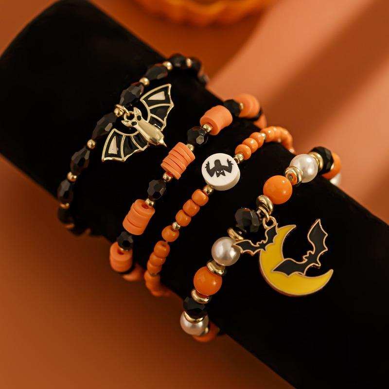 Halloween Pumpkin Bracelet Jewelry Female Personality Trend Party Bat Soft Pottery Beaded Bracelet