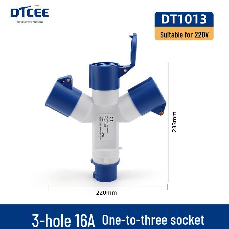 Three-Way Explosion-Proof Industrial Plug Y-Type Aviation Socket 32A/16A Waterproof Converter.