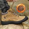 Fashion Golden Sapling Winter Man Climbing Shoes Outdoor Thicken Warm Plush Shoes Genuine Cow Leather Male Casual Footwear Man Flat Shoe