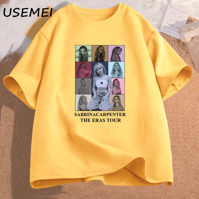 T-shirt Vintage Sabrina Carpenter Eras Tour Merch Fan de Musique Pop T-shirt Coton Manches Courtes Streetwear Vêtements Femme Oversize