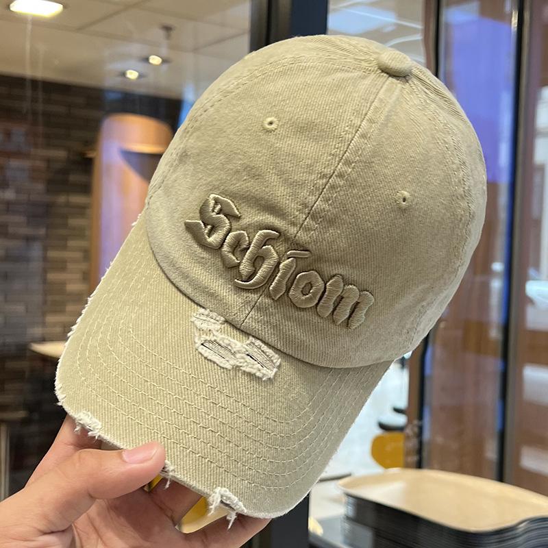 Retro three-dimensional embroidered peaked cap female couple niche trendy brand face small sunshade baseball cap