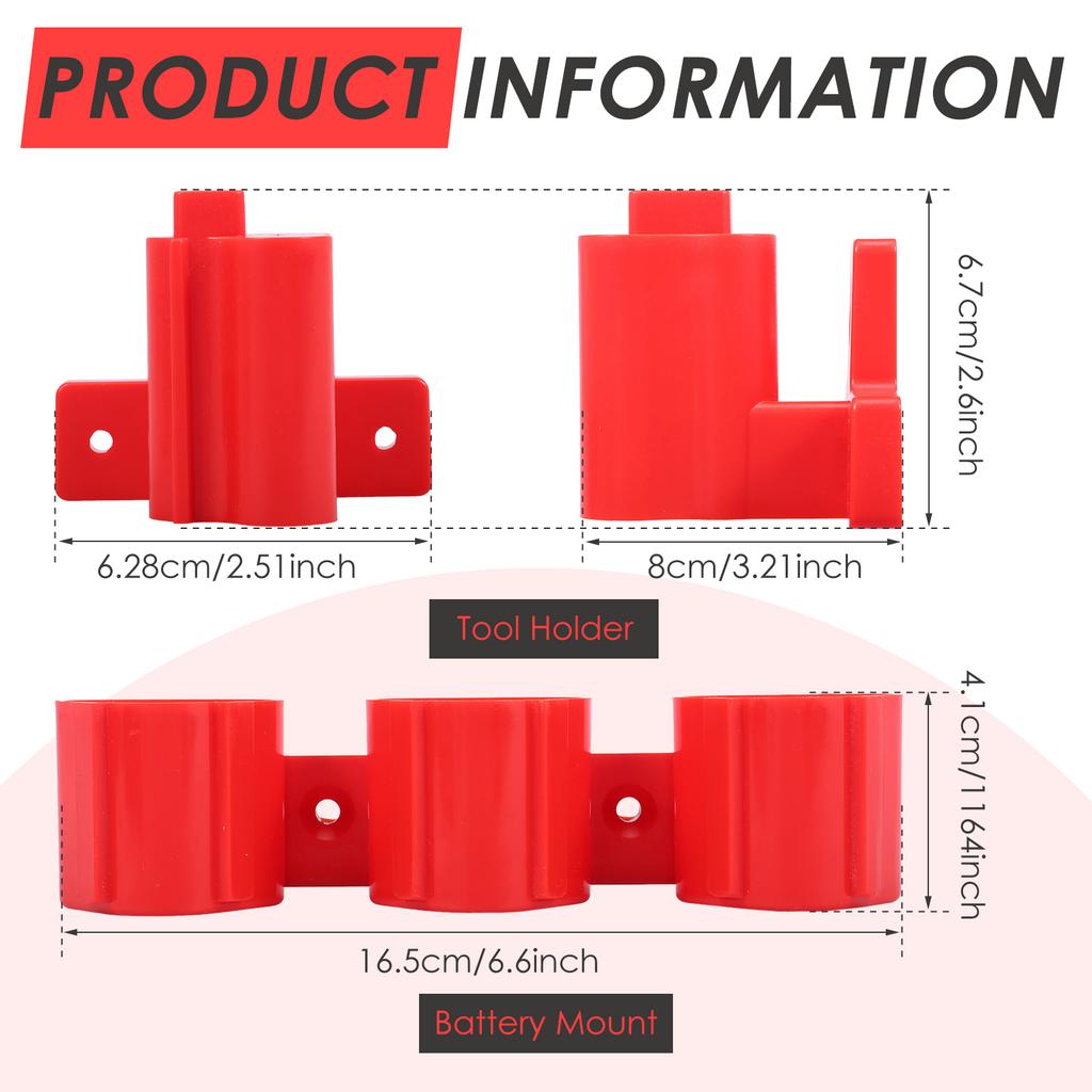 Tool Holders and Battery Holder Compatible Milwaukee M12 12V Wall Mount Hanger Battery Drill Tool Storage for Shelf Work Van Too