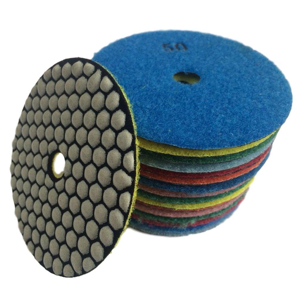 Konfor 100mm Diamond Polishing Pads, Dry Grinding Cutter for Marble and Granite, Pack of 7