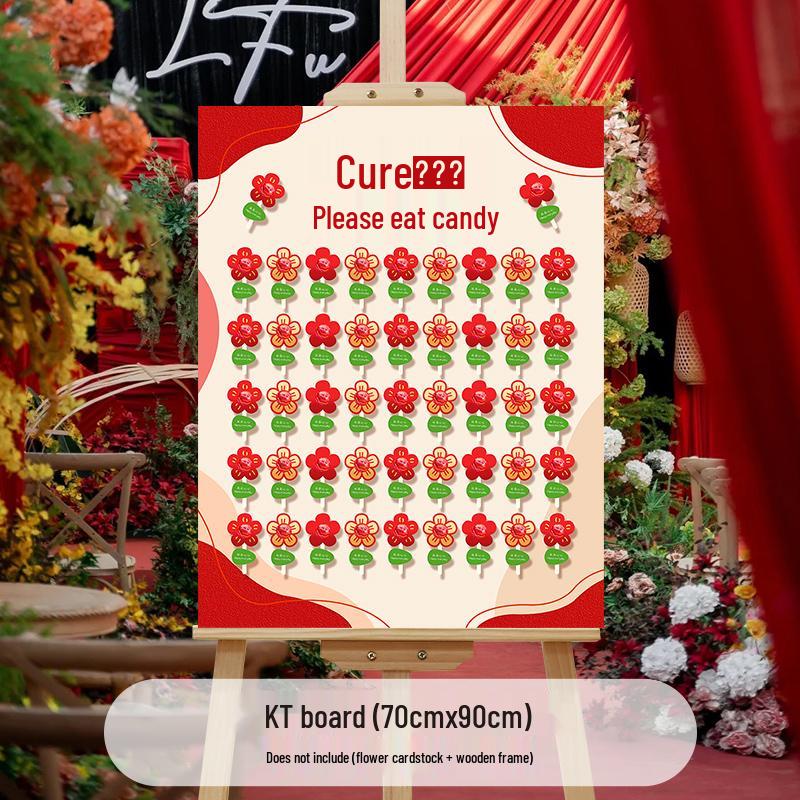 Creative Wedding Engagement Candy Lollipop Welcome Sign and KT Board Backdrop Decoration