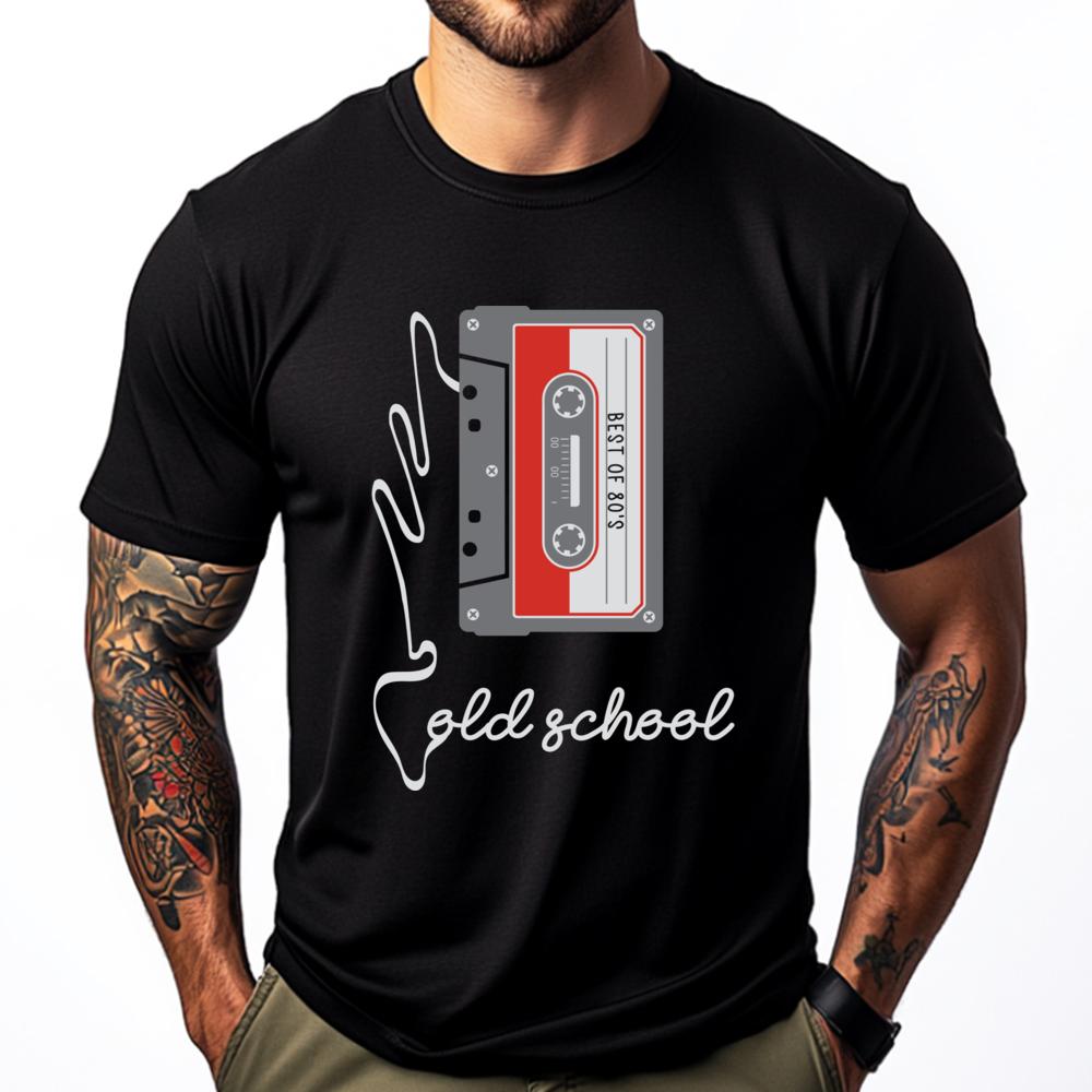 

Oldschool Cassette Tape 80s 90s Cassette Tape Black Shirt Graphic Tees T-Shirt Printed On Short Sleeve - Men s Summer Cotton ... S разноцветный