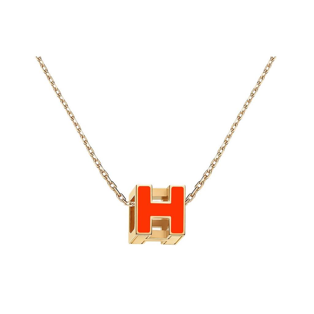 Hermes Cage DH Letter Pendant Alloy Necklace Women Necklace H143991F-86