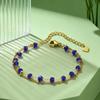 Blue Crystal Bead Chain Bracelet for Women Stainless Steel Double-Layer Beads Chain Bracelets Chic Jewelry Gift