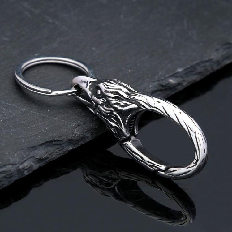 Elegant Dragon Head Designs Keyring Craft From Practical Sturdy Stainless Steel Materials for Easy Waist Attachment
