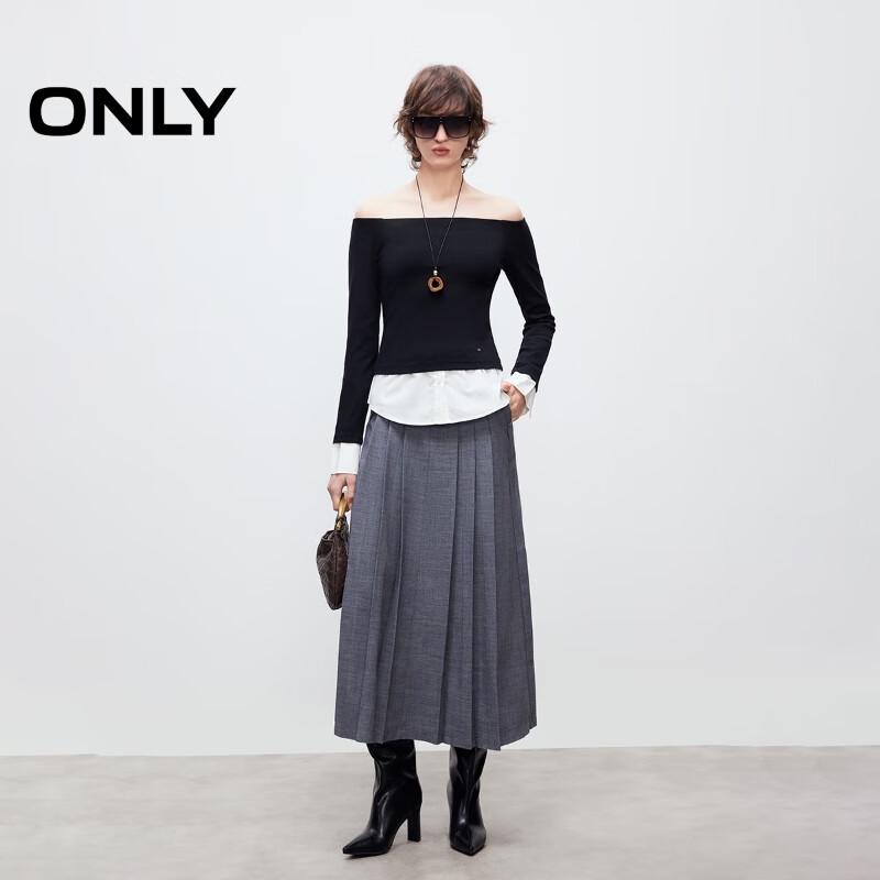 ONLY Women's Spliced Faux Layered Boat Neck Sweatshirt