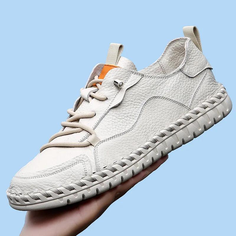 New Shoes for Men Genuine Leather Casual Shoes Fashion Soft Sloe Flat Shoes Comfortable Loafers