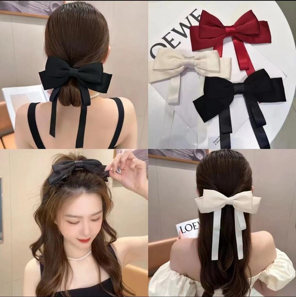 Fee Weiß Schwarz Bowknot Haarnadel Kopfschmuck Elegante Temperament Rückseite des Kopfes Haar Zubehör