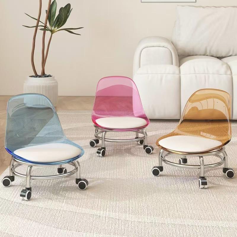 Acryl Transparent Beschichtete Stuhlrollen Hocker mit Leisen Universalrädern für Kinder und zum Schuwechsel zu Hause