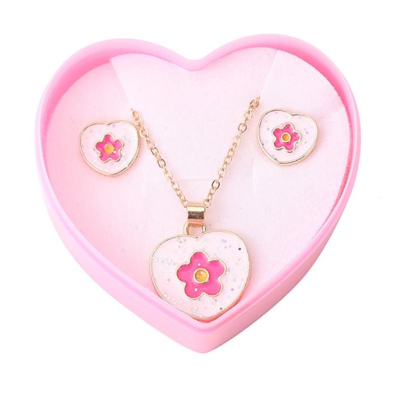 

Unique Heart Flower Jewelry Set Featuring Earrings and Necklace Ideal for Fashion Forward Women and Girls 1