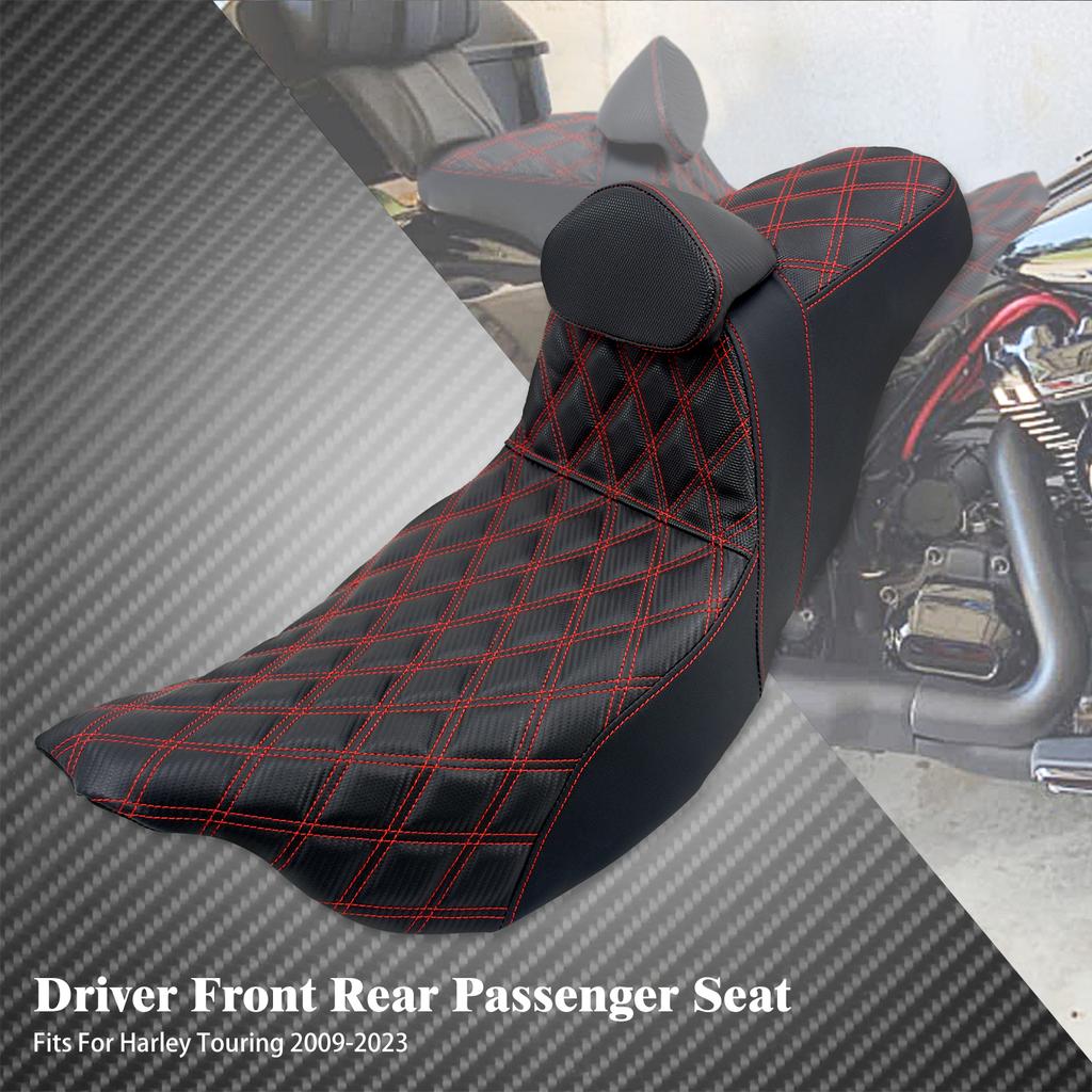 Motorcycle Driver Passenger Seat For Harley Touring Road King Street Glide FLHR FLHX 2009-24 Two Up Front Rear Cushion Backrest