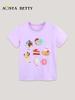 European & American Style Girls' Short-Sleeve Cotton T-shirt: Summer Print Round Neck Top